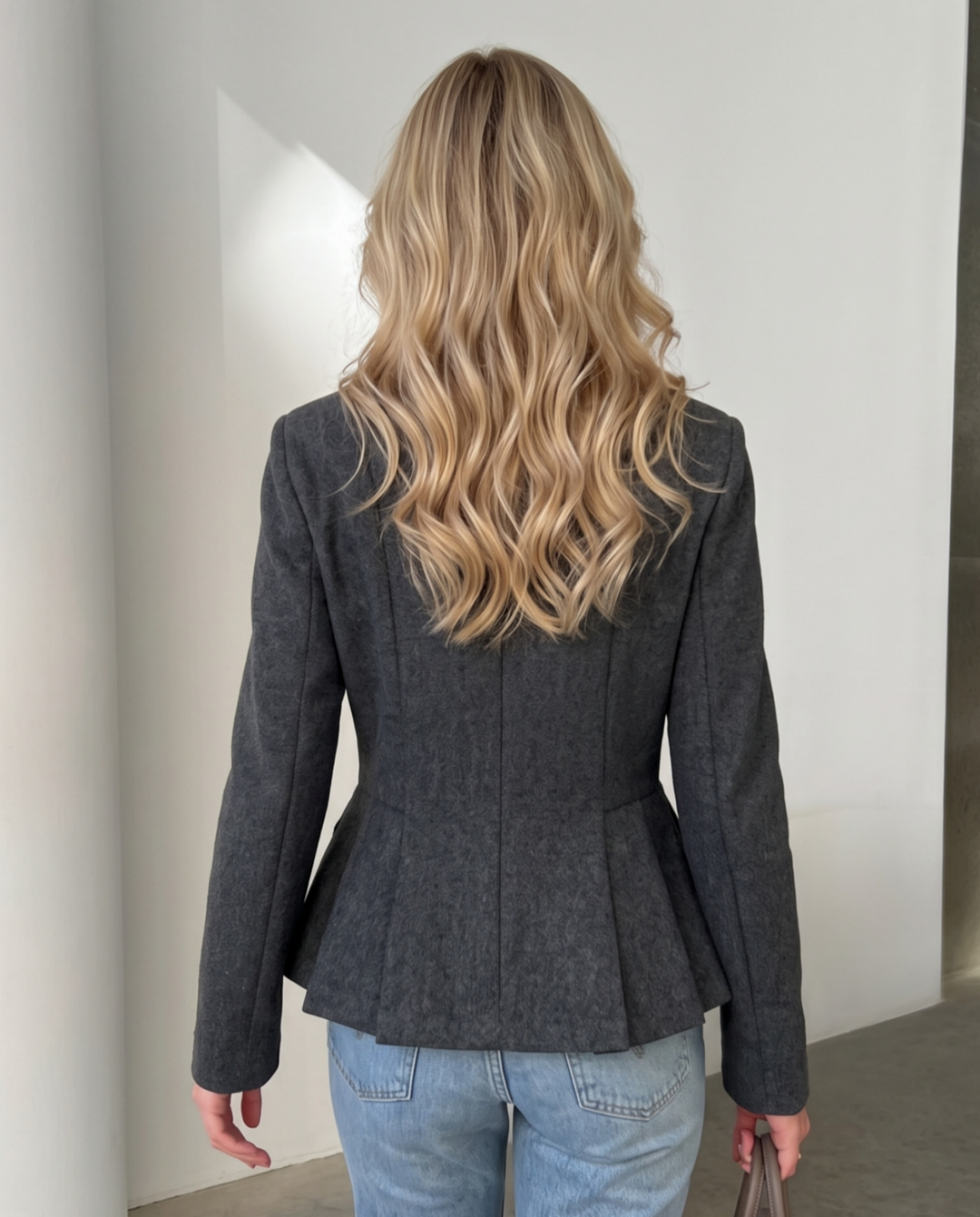 Peplum Double Breasted Lapel Slim Waist Blazer