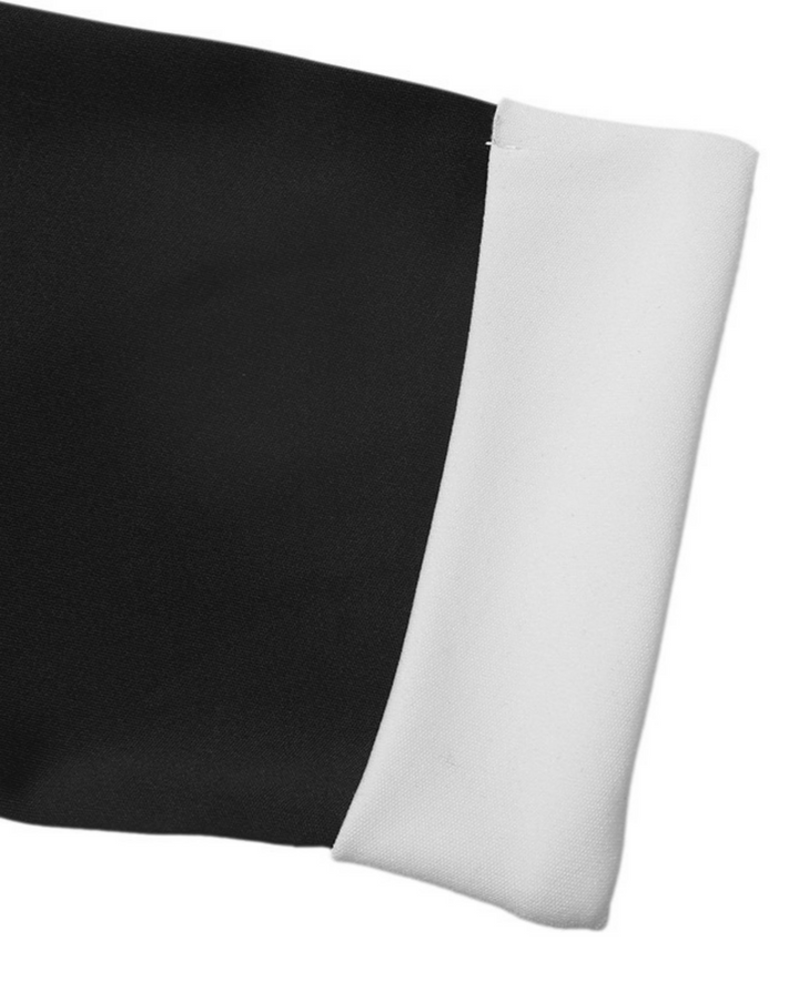 Black Contrast White Lapel Midi Waist Dress
