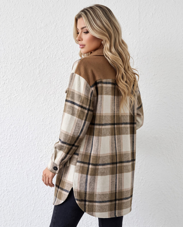 Plaid Button Up Long Sleeve Coat