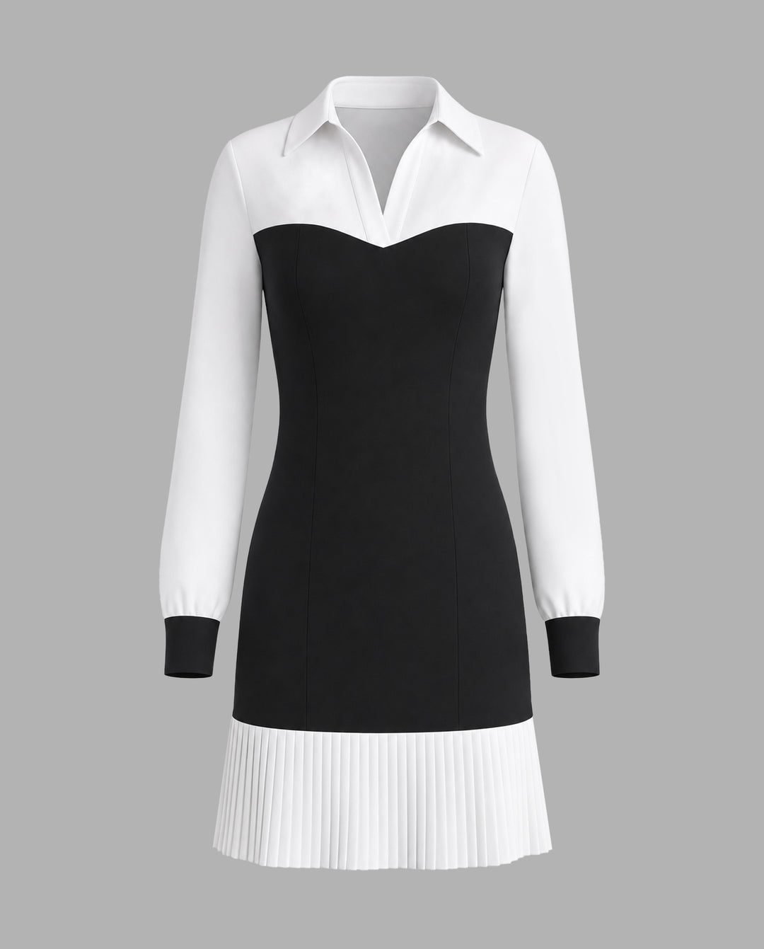 SOLACEColor Block Pleat Hem Casual Midi Dress
