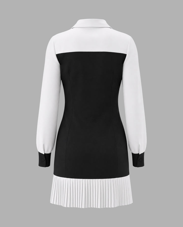 SOLACEColor Block Pleat Hem Casual Midi Dress