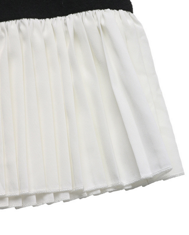 Color Block Pleat Hem Casual Midi Dress