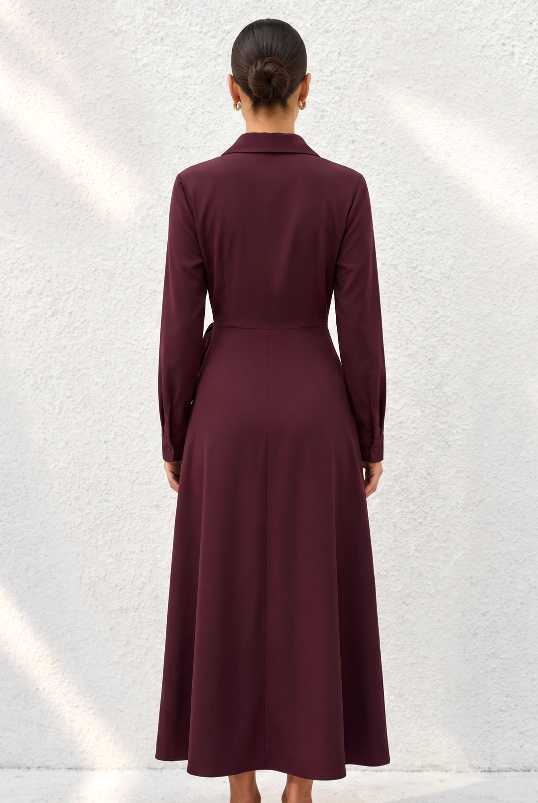 Lapel Long Sleeve Belted Midi Blazer Dress