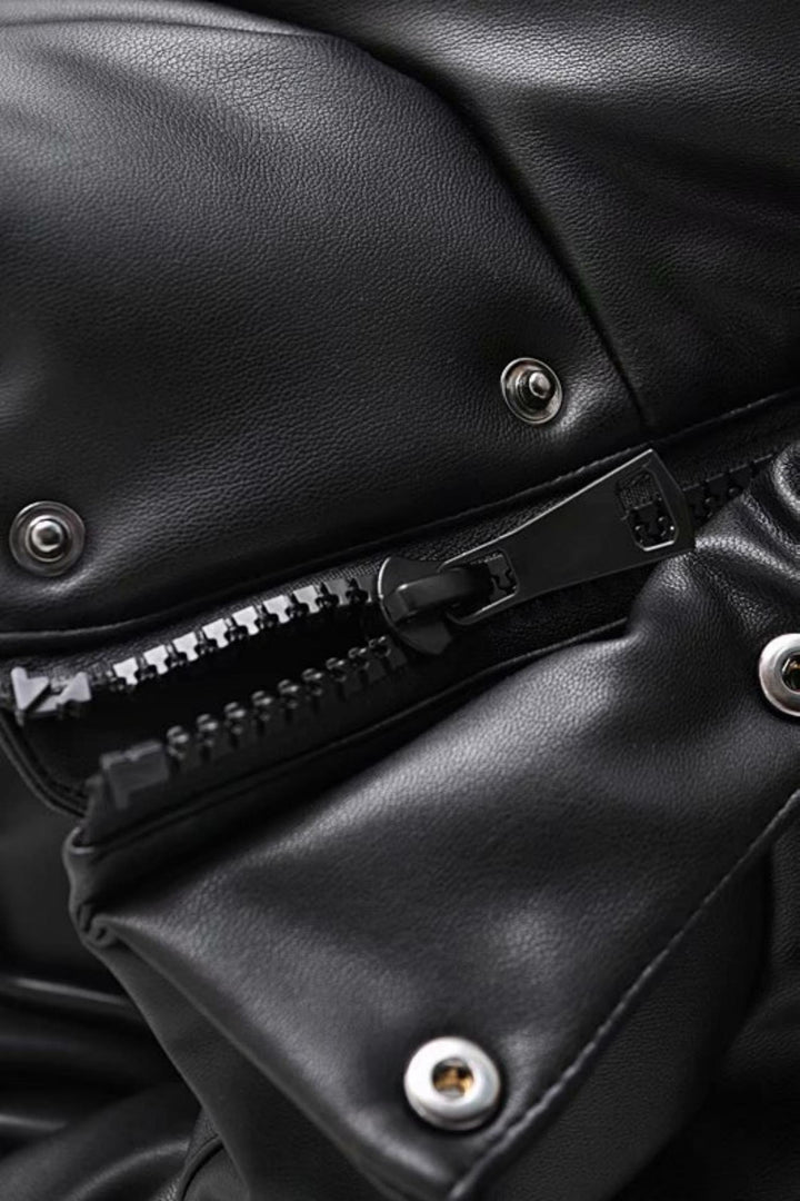 Faux Leather Puffer Vest