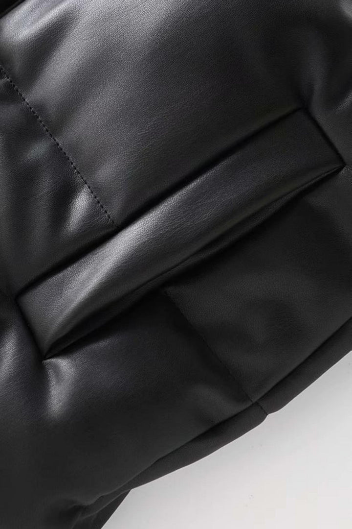 Faux Leather Puffer Vest