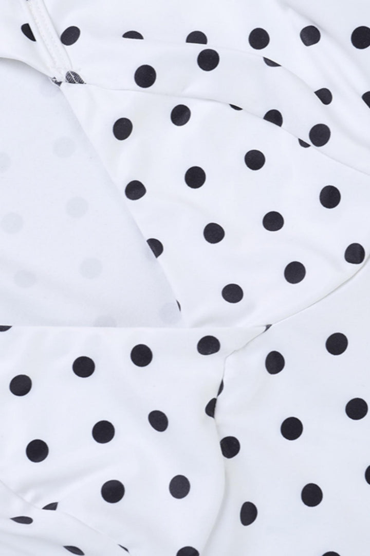 Polka Dot Halter Neck Long Sleeve T-Shir