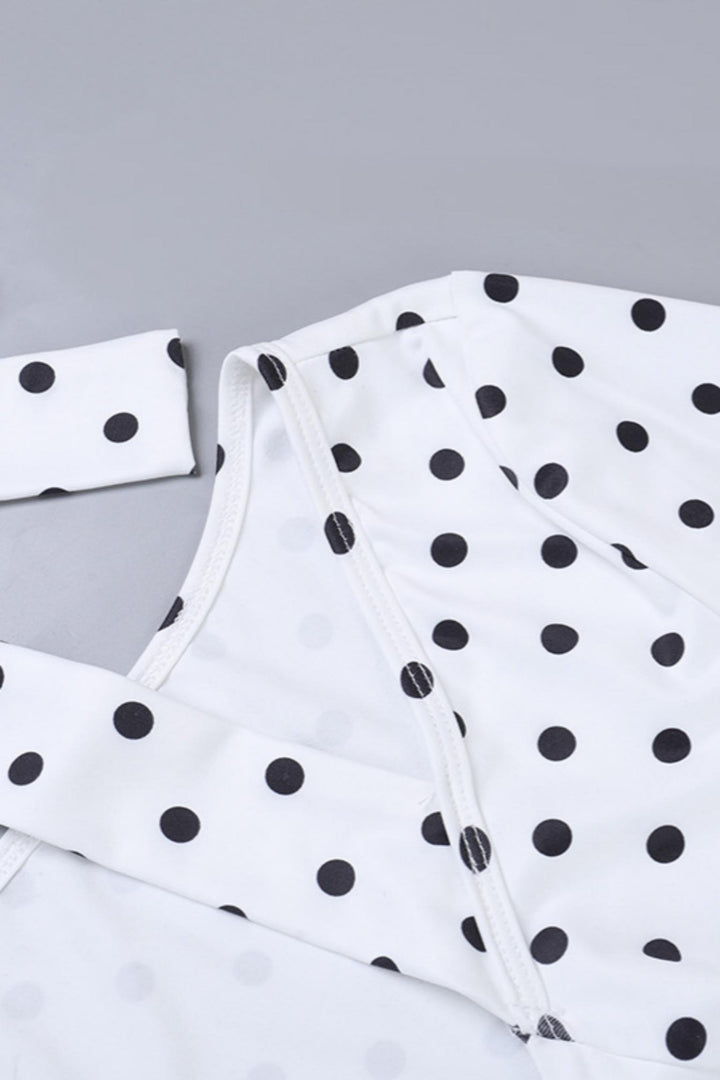 Polka Dot Halter Neck Long Sleeve T-Shir