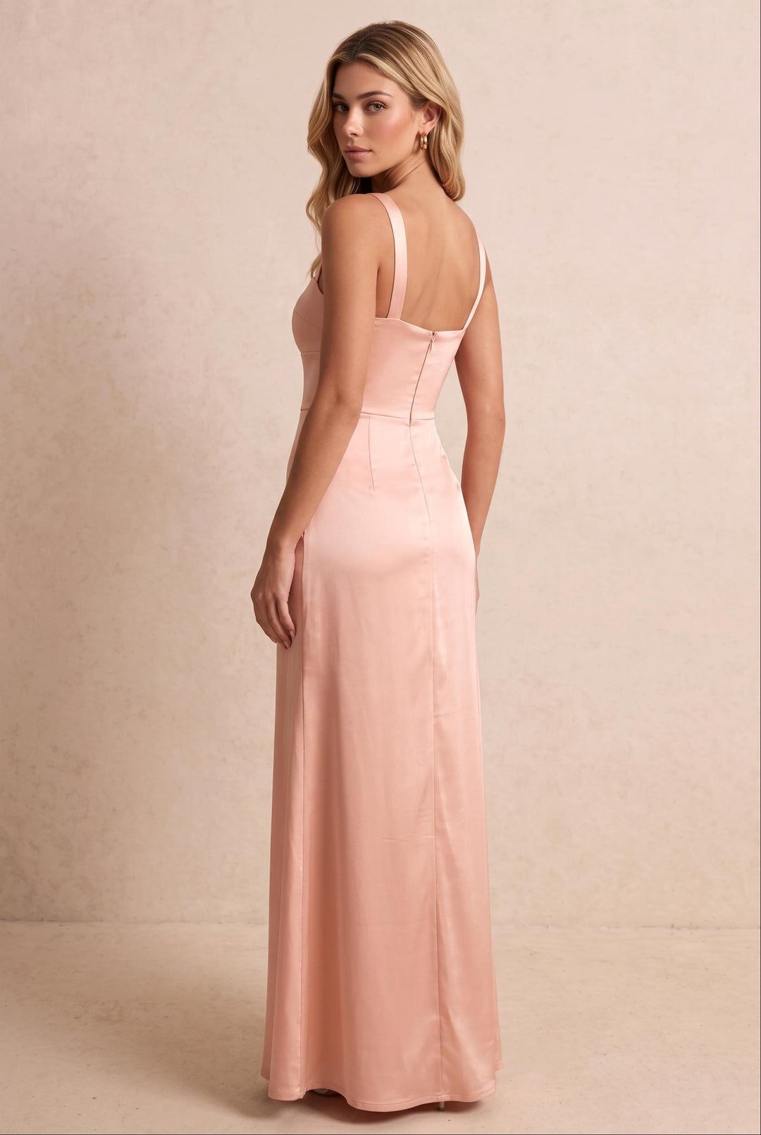 Satin Halter Side Split Maxi Dress