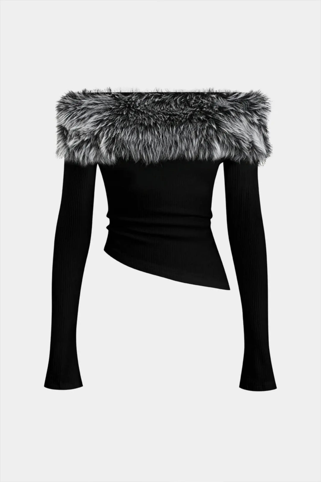 Faux Fur Off Shoulder Top
