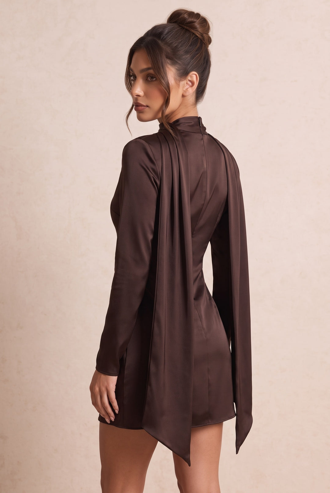 Satin Scarf Detail A-Line Mini Dress