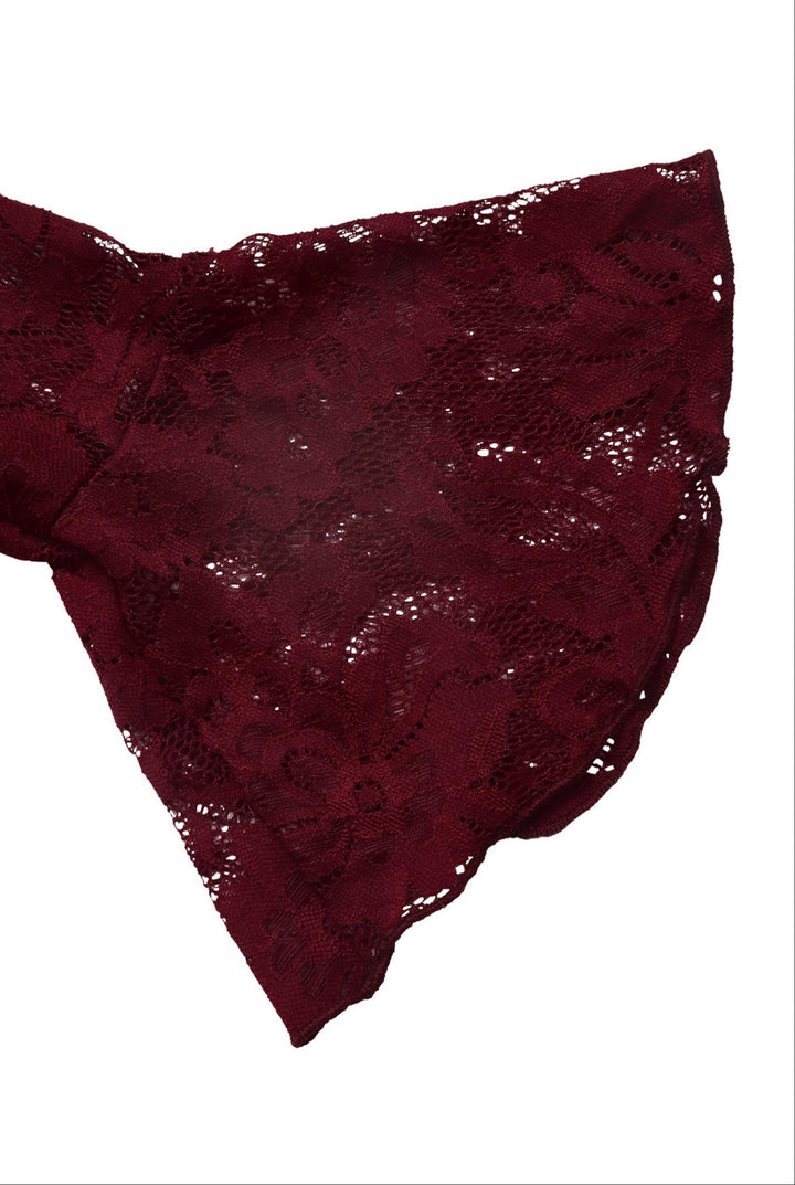 Sweetheart Tie Front Lace Sleeve A-Line Velvet Dress