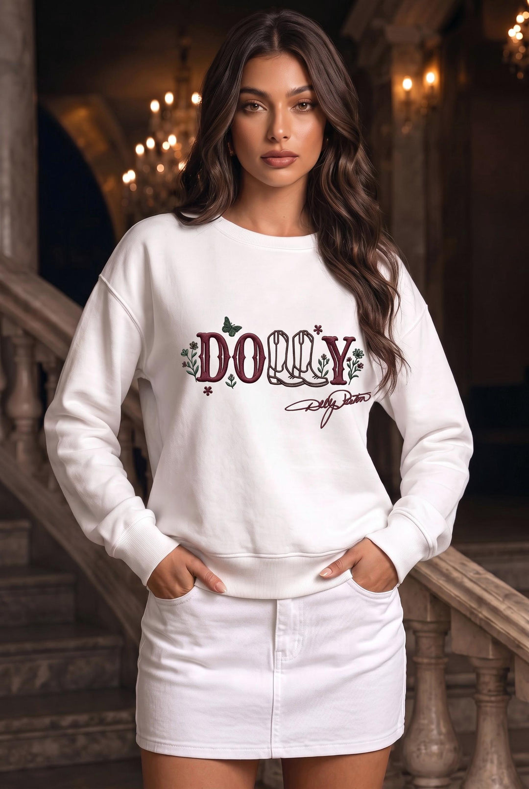 Vintage Embroidered Pattern Dolly Parton Sweatshirt