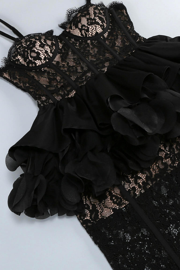 Lace Peplum Maxi Dress
