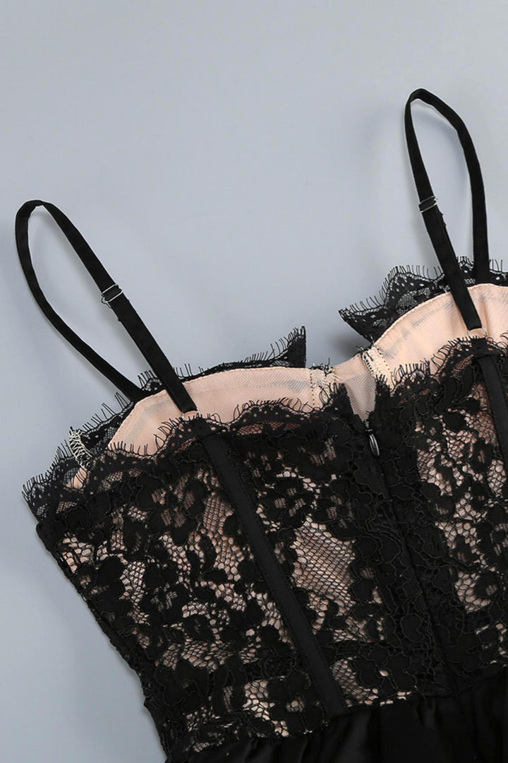 Lace Peplum Maxi Dress