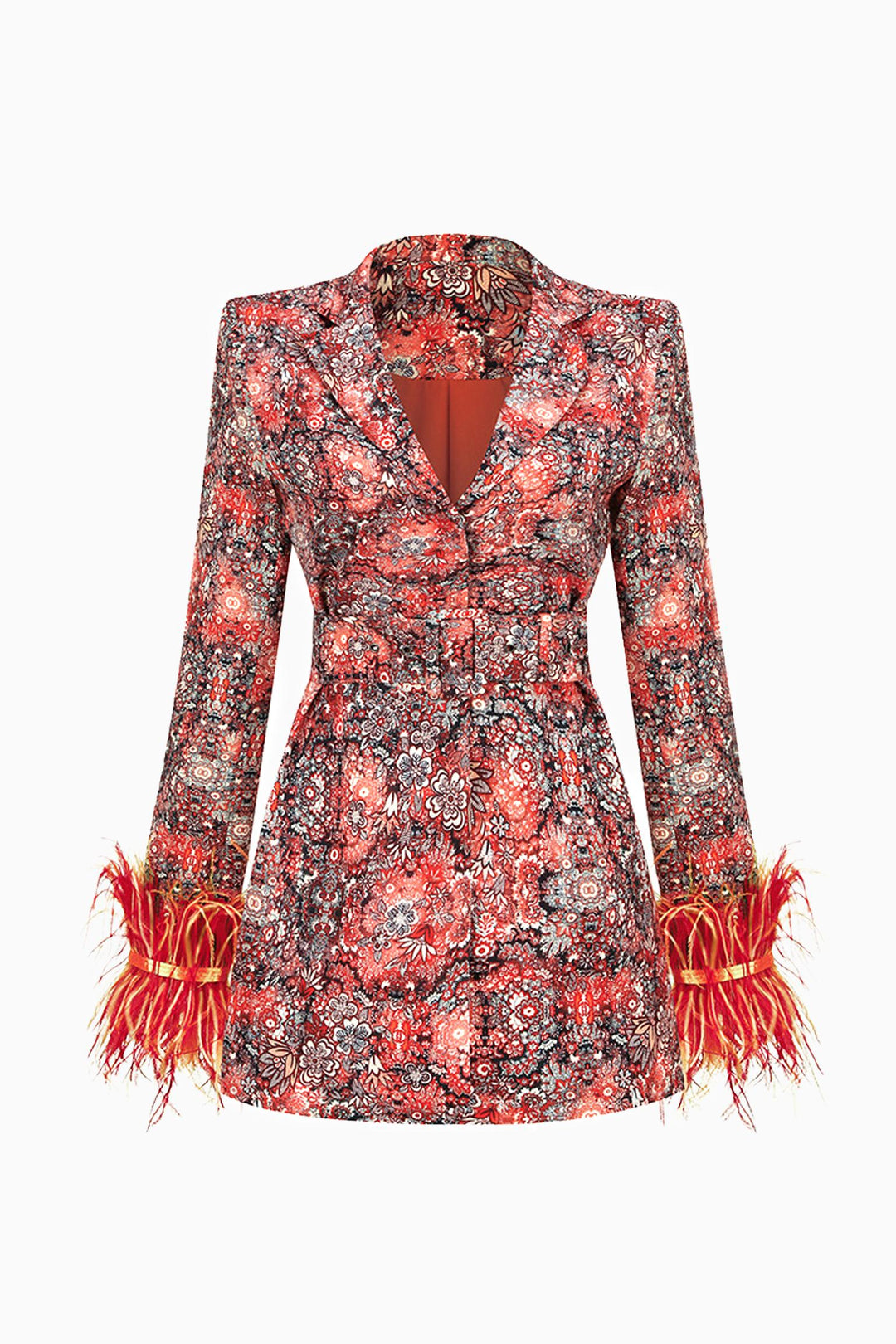 Floral Feather Mini Blazer Dress