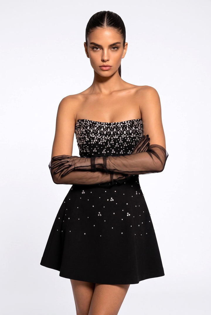Crystal Strapless A-Line Mini Dress