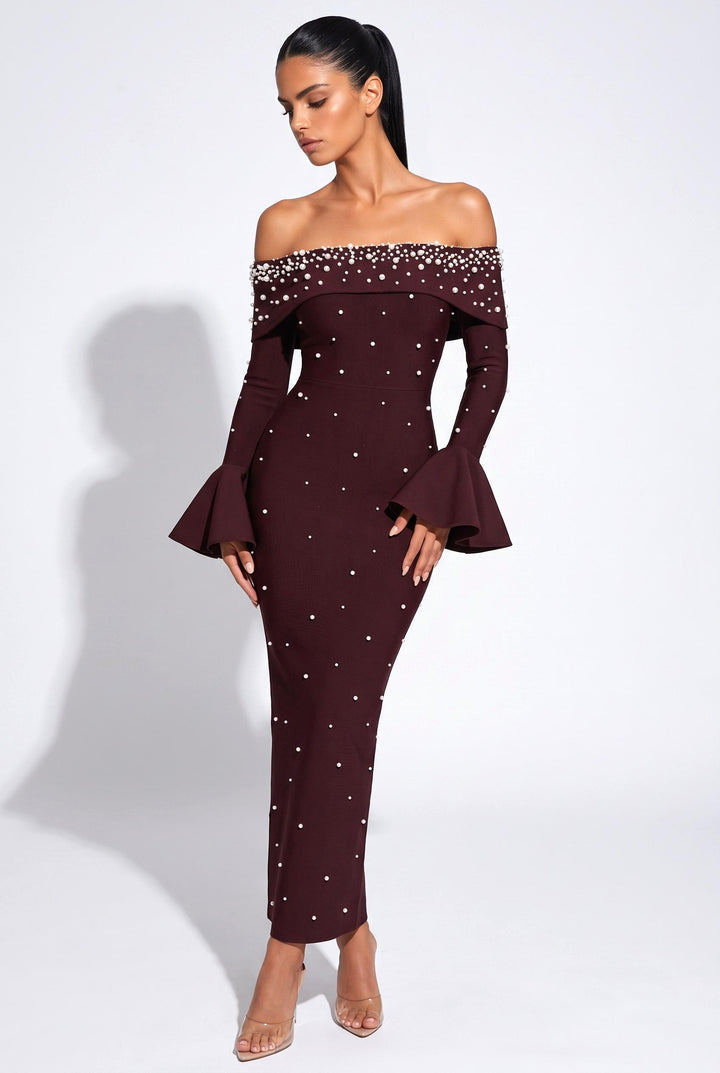 Embellished Pearl Maxi Dress