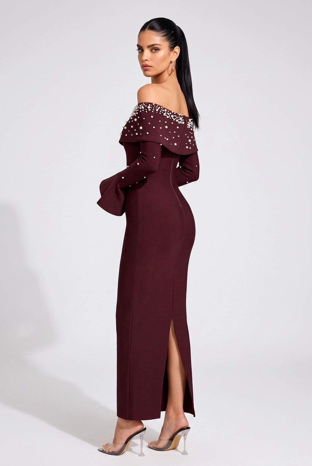 Embellished Pearl Maxi Dress