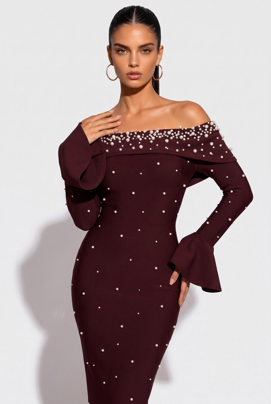 Embellished Pearl Maxi Dress