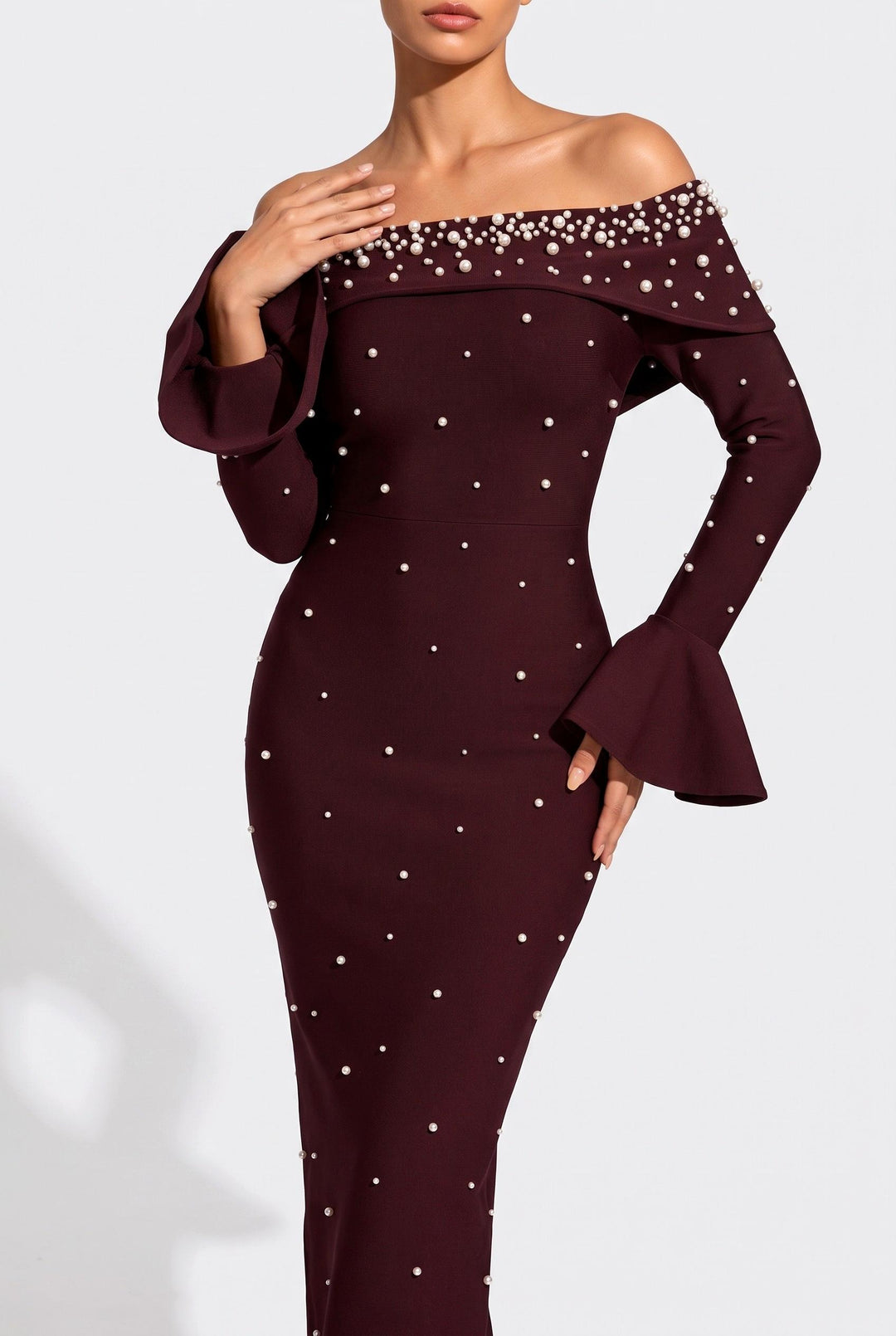 Embellished Pearl Maxi Dress