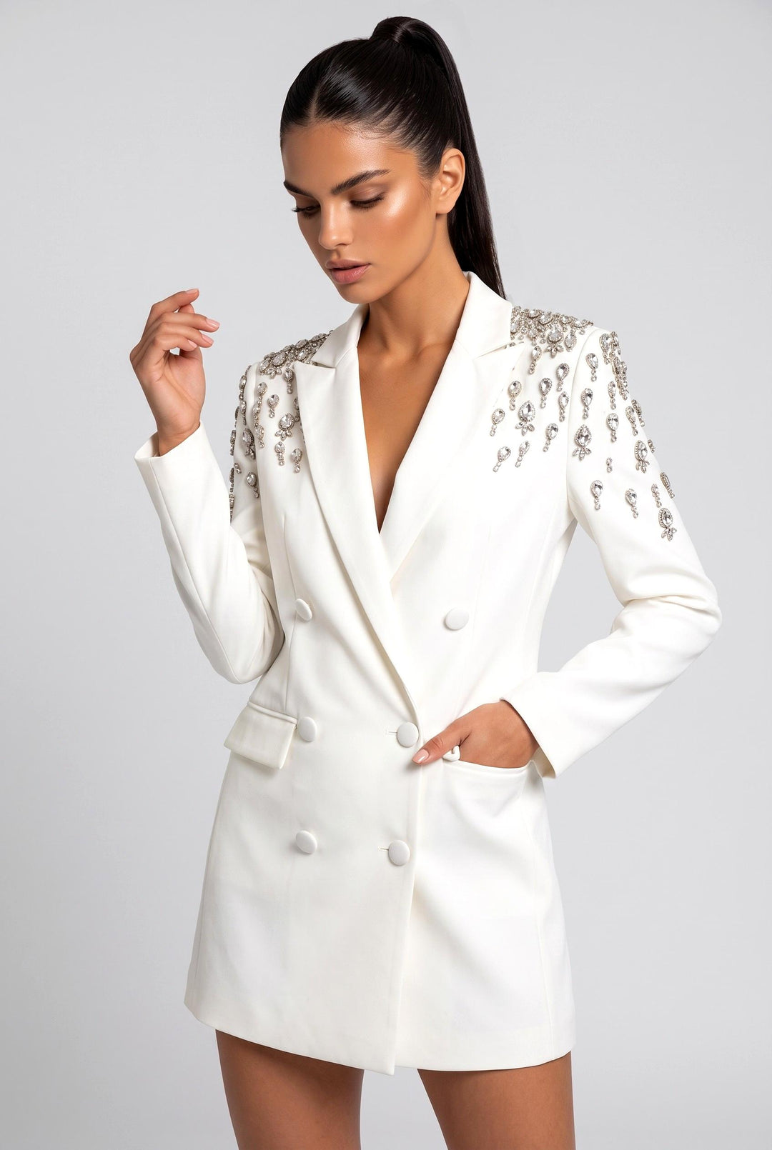 Crystal Embellished Blazer Dress