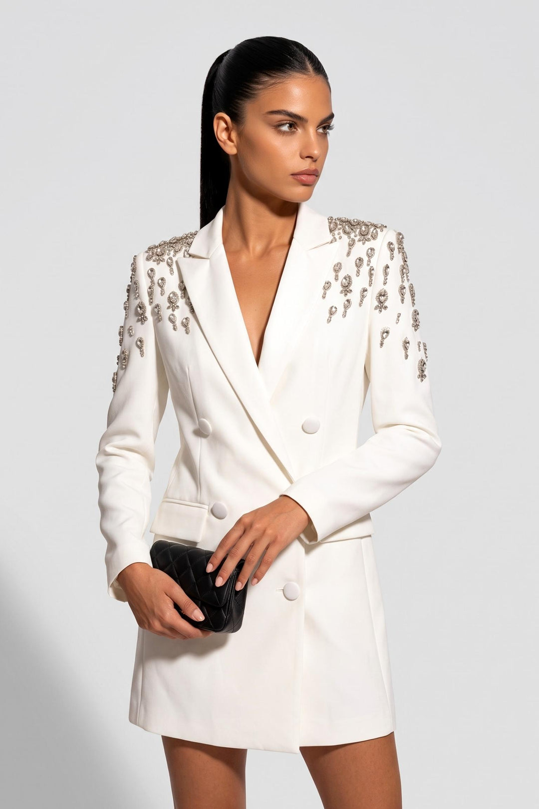 Crystal Embellished Blazer Dress