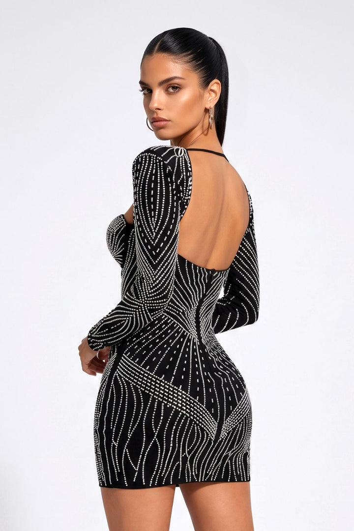 Luxurious Rhinestone Bustier Mini Dress