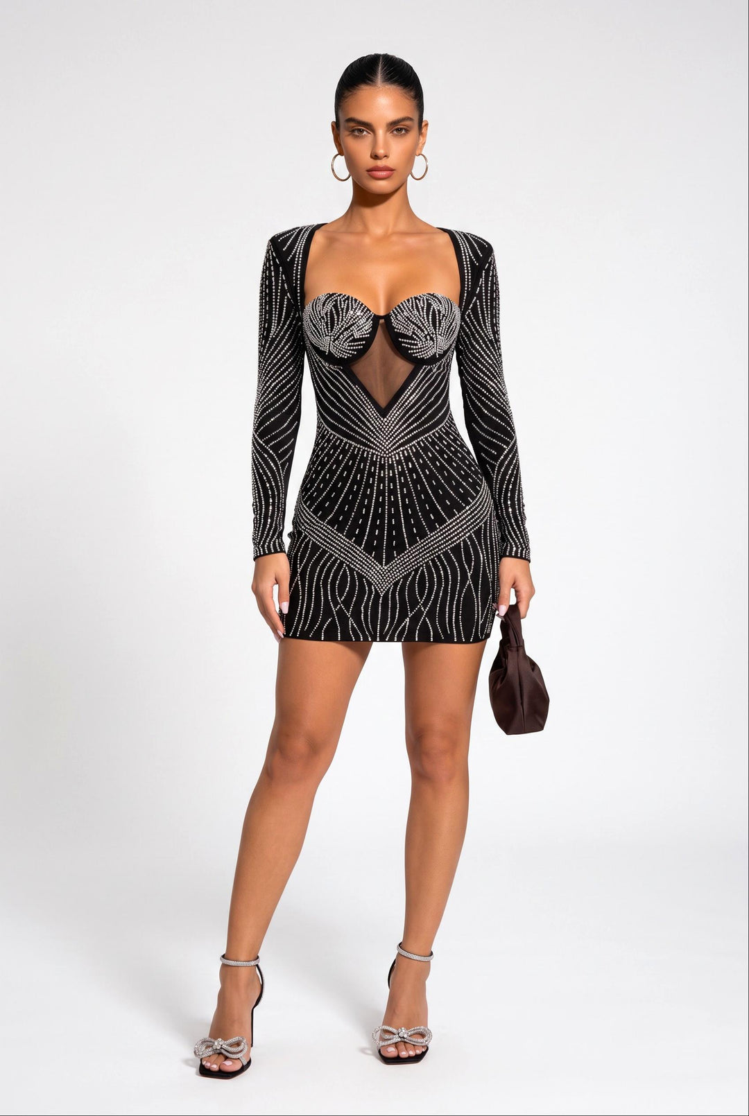 Luxurious Rhinestone Bustier Mini Dress