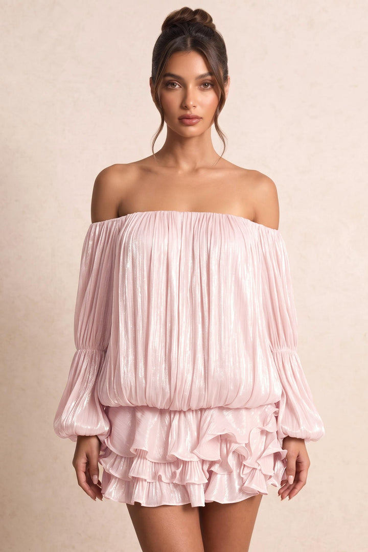 Off-Shoulder Ruffle Tiered Mini Dress