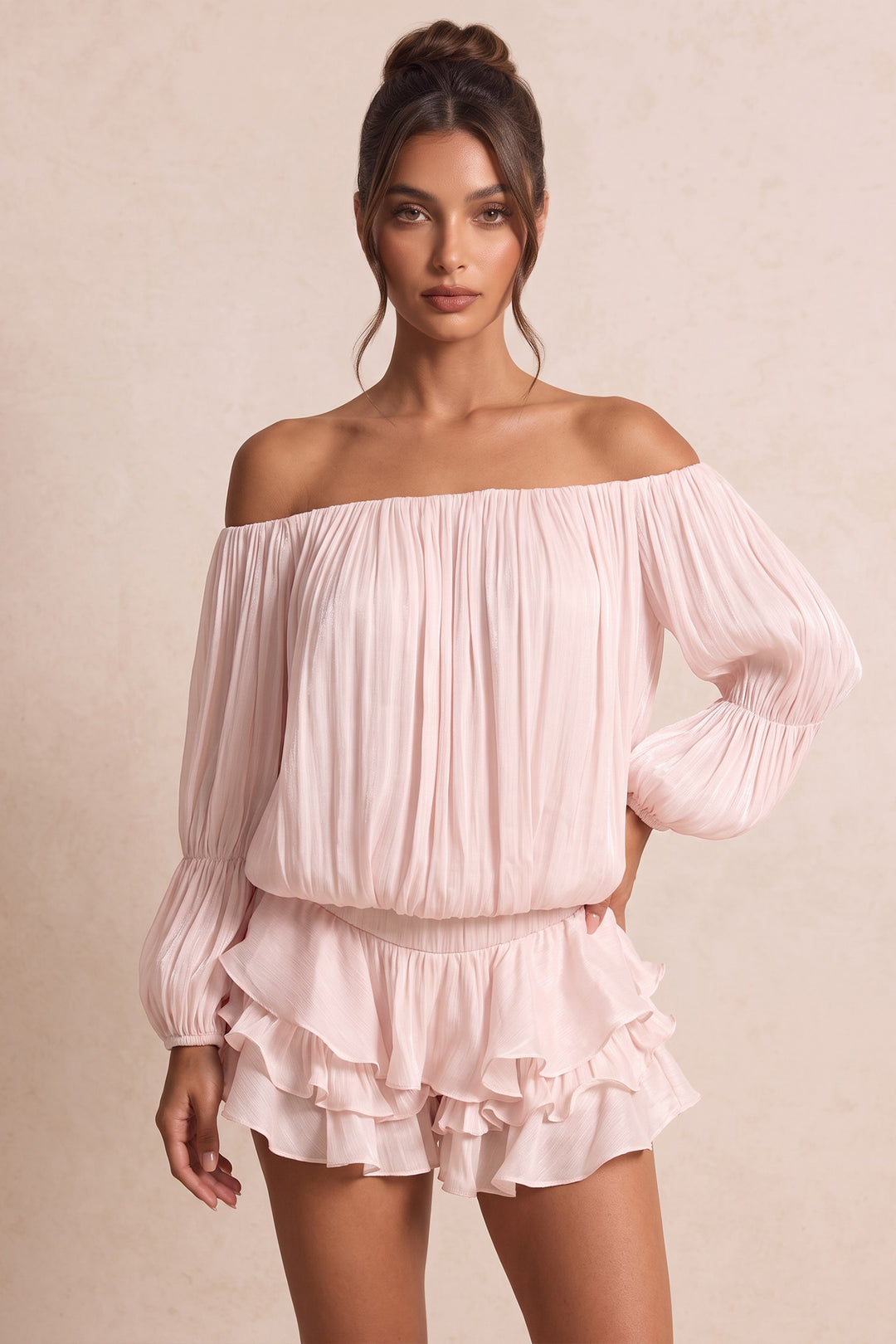 Off-Shoulder Ruffle Tiered Mini Dress