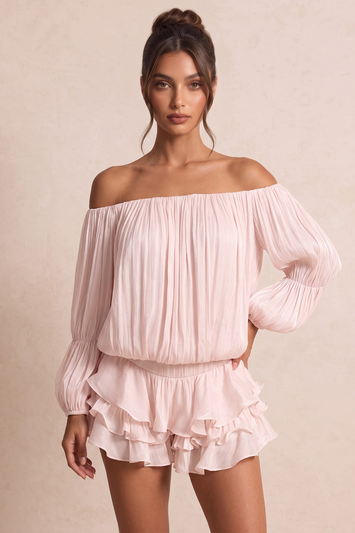 Off-Shoulder Ruffle Tiered Mini Dress