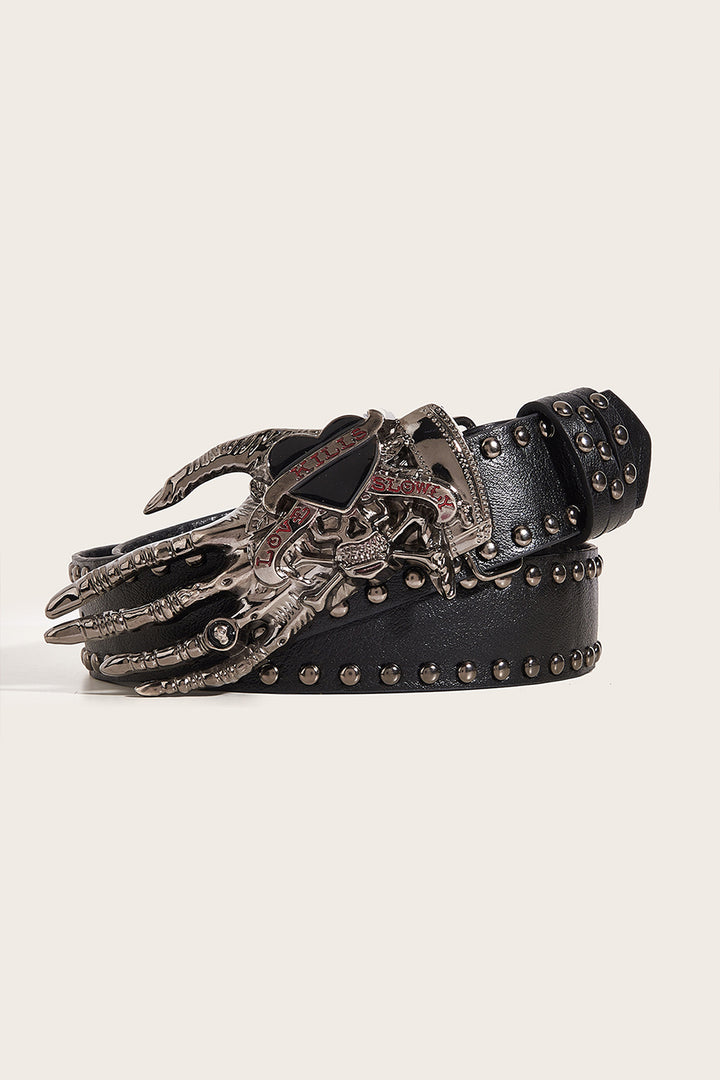 SOLACESkeleton Hand Buckle Studded Punk Belt