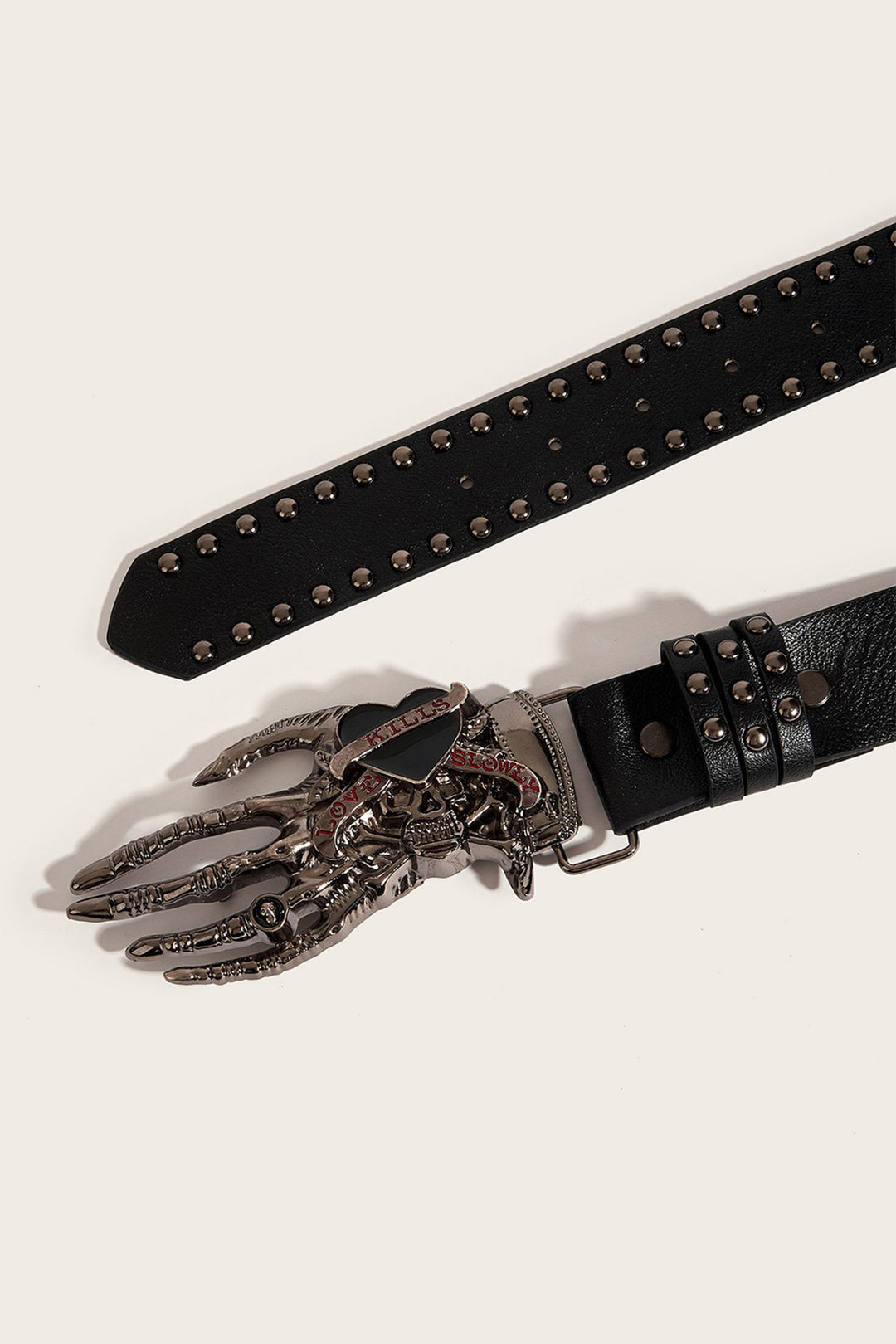 SOLACESkeleton Hand Buckle Studded Punk Belt