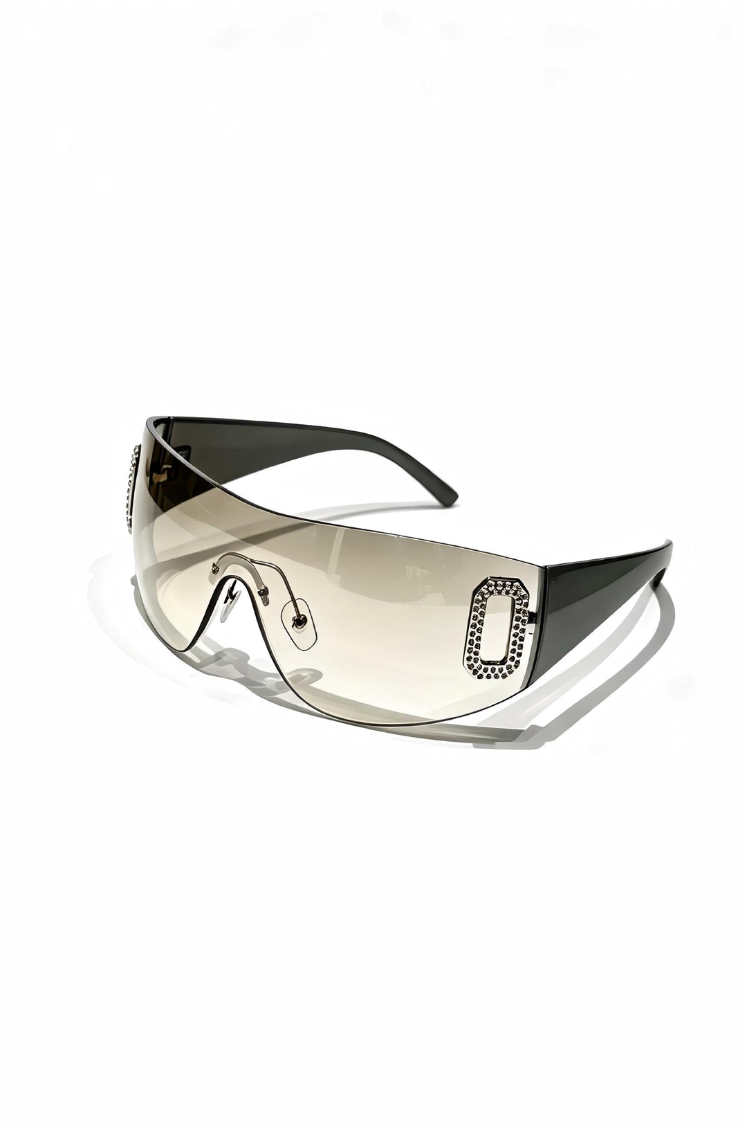Y2K Rimless Rhinestone Shield Sunglasses