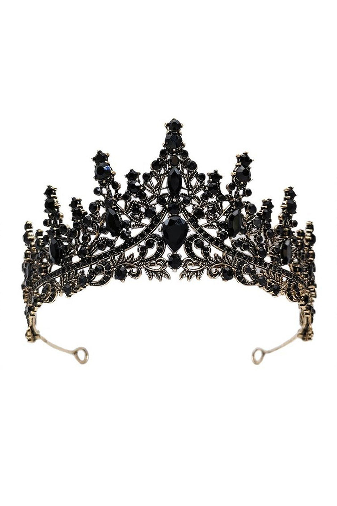 SOLACEGothic Black Crystal Queen Crown Tiara