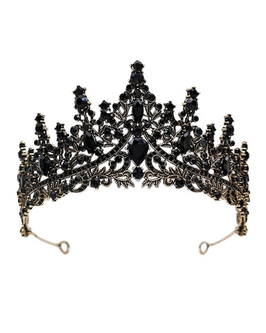 Gothic Black Crystal Queen Crown Tiara