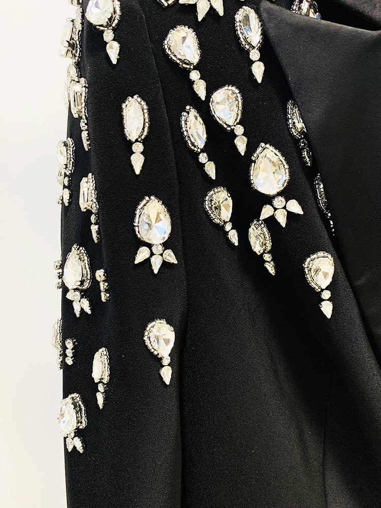 Luxurious Crystal Embellished Blazer Dress