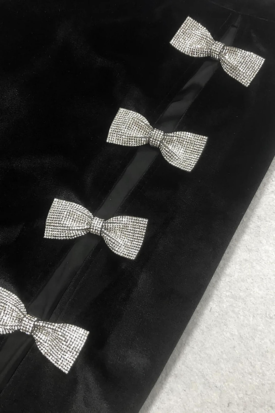 Crystal Bow Top With Midi Skirt Matching Set (Gloves Included)