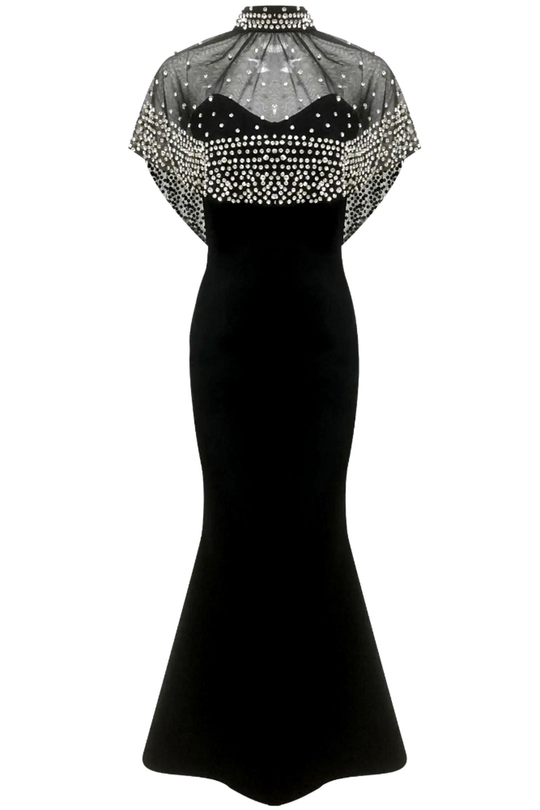 Mesh Crystal Overlay Maxi Dress