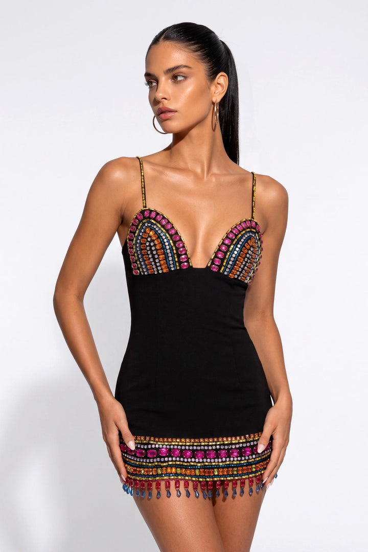 Beaded Fringe Bodycon Mini Dress