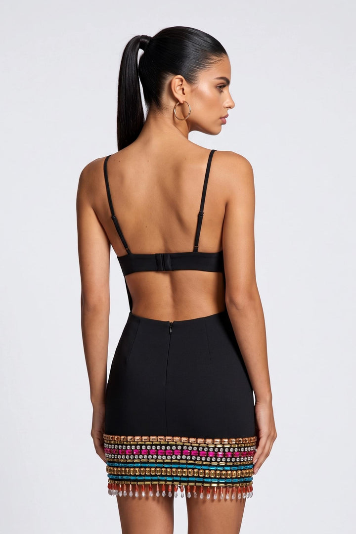 Beaded Fringe Bodycon Mini Dress