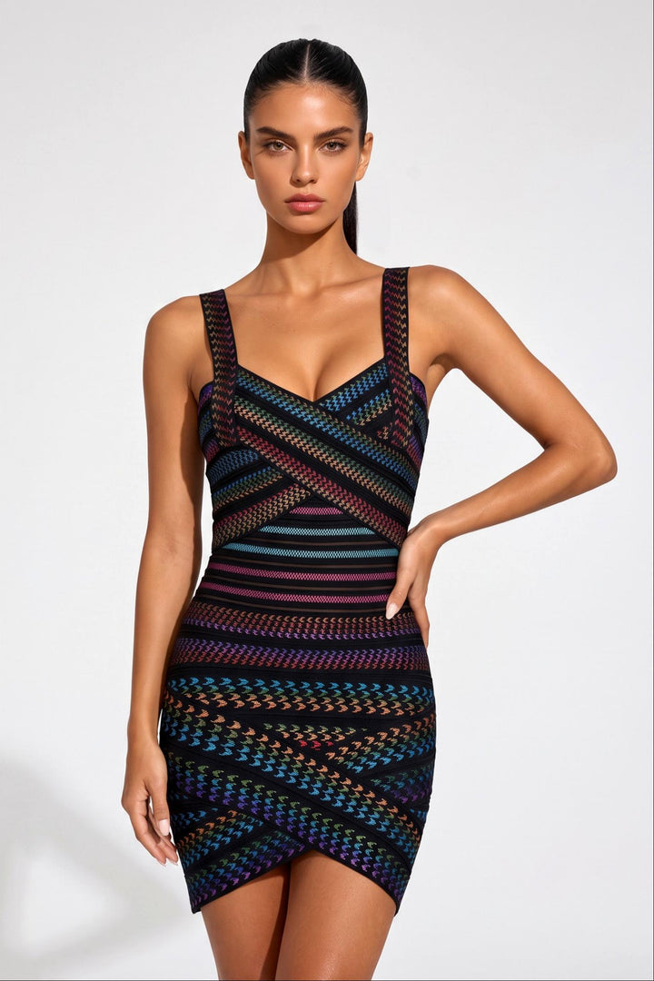 Rainbow Bandage Bodycon Mini Dress