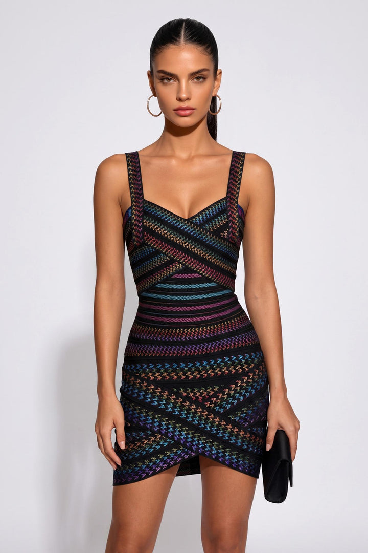 Rainbow Bandage Bodycon Mini Dress