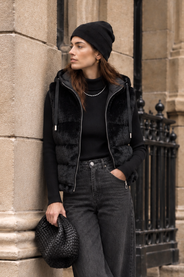 Velvet Fluffy Zip Up Padded Vest