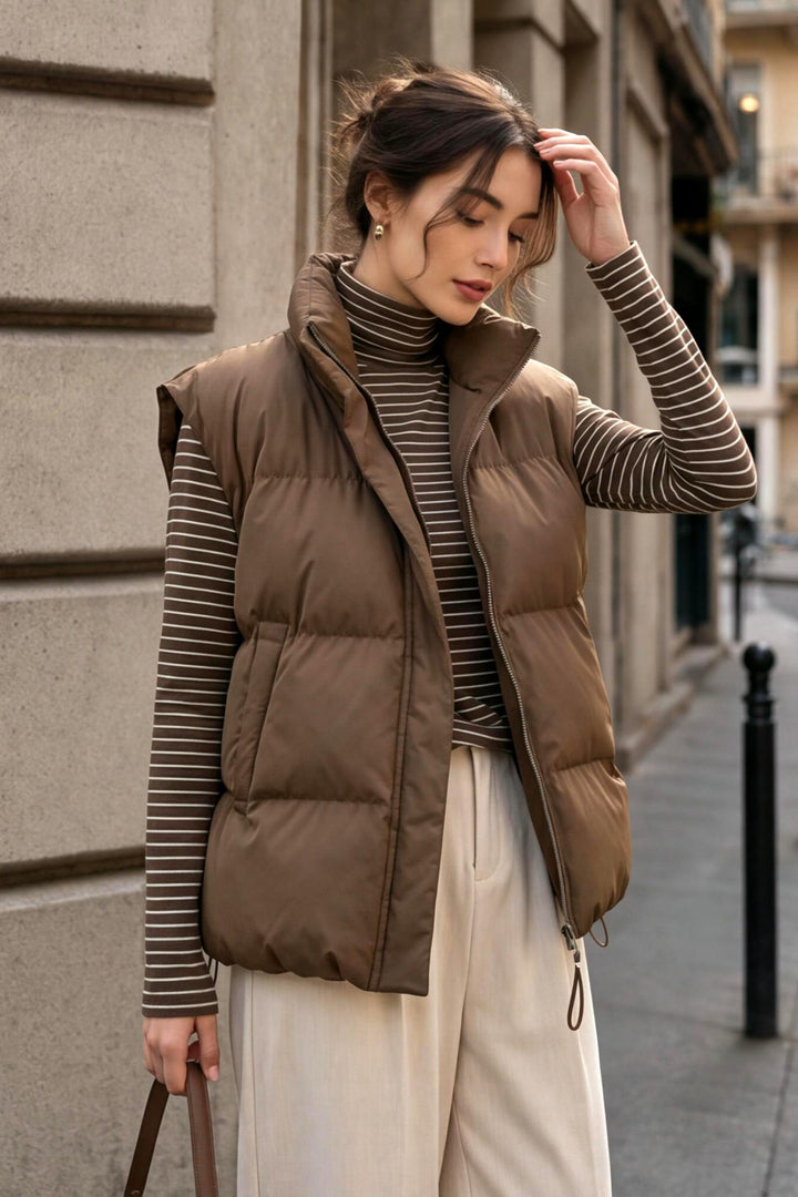 Zipper Front Loose Padded Vest