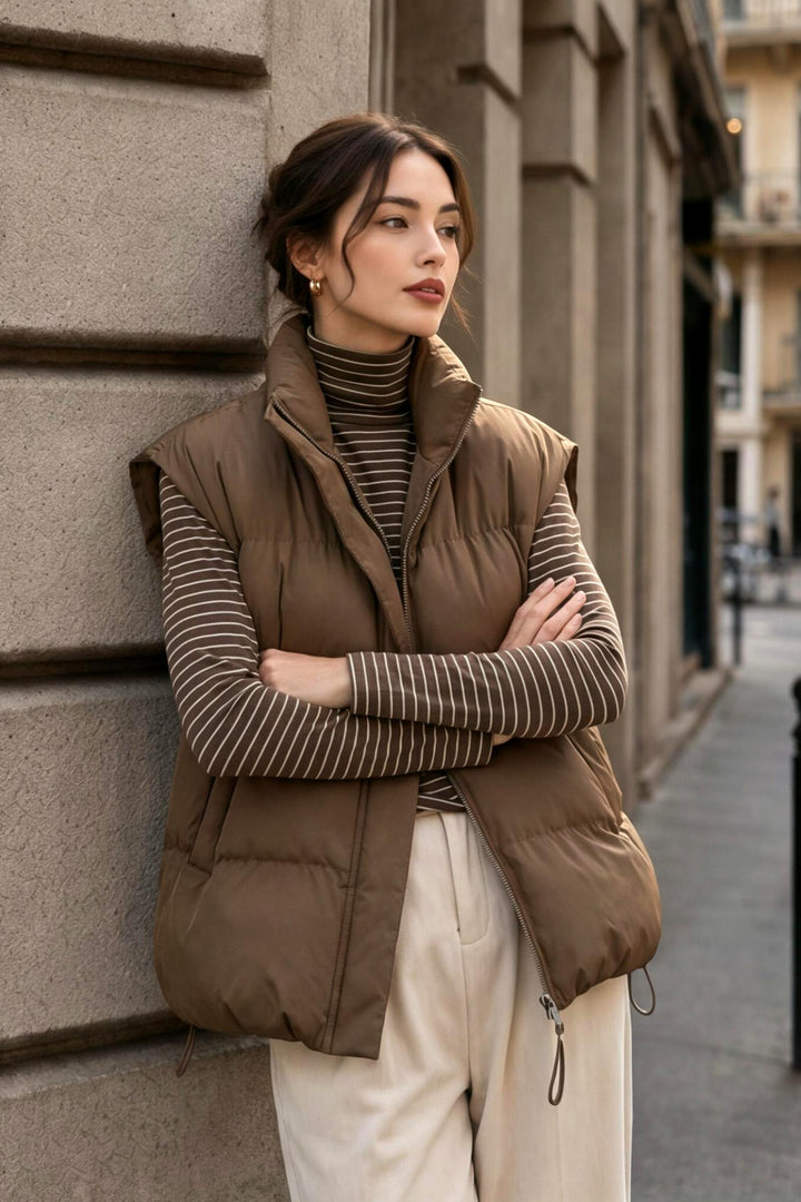 Zipper Front Loose Padded Vest