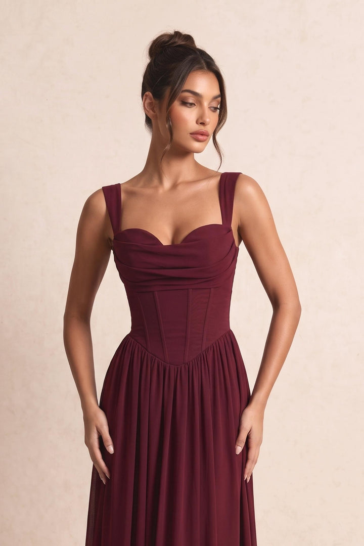 Corset Bodice Waist Formal Maxi Dress