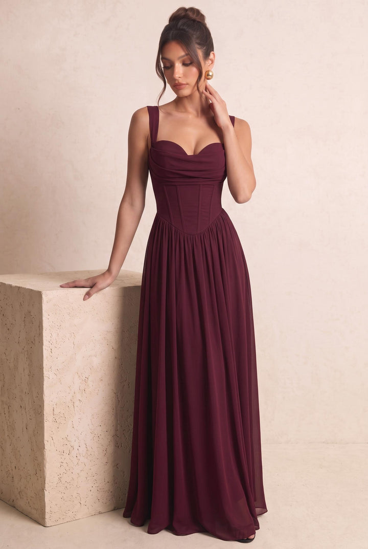 Corset Bodice Waist Formal Maxi Dress