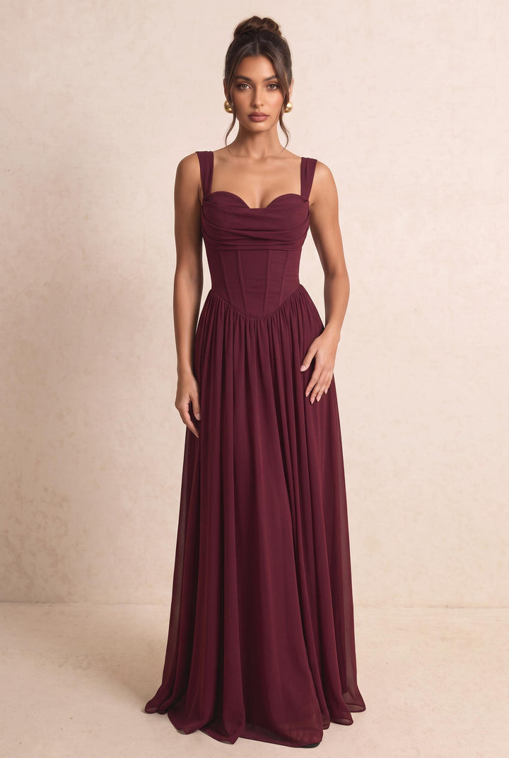 Corset Bodice Waist Formal Maxi Dress