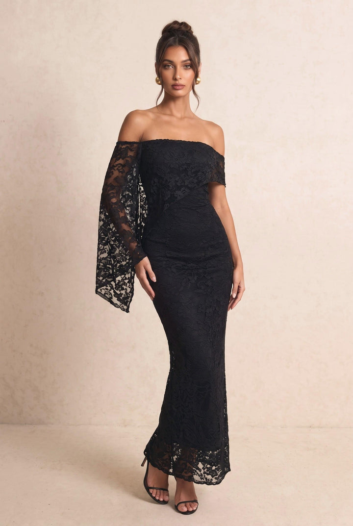 Off Shoulder Lace Maxi Dress